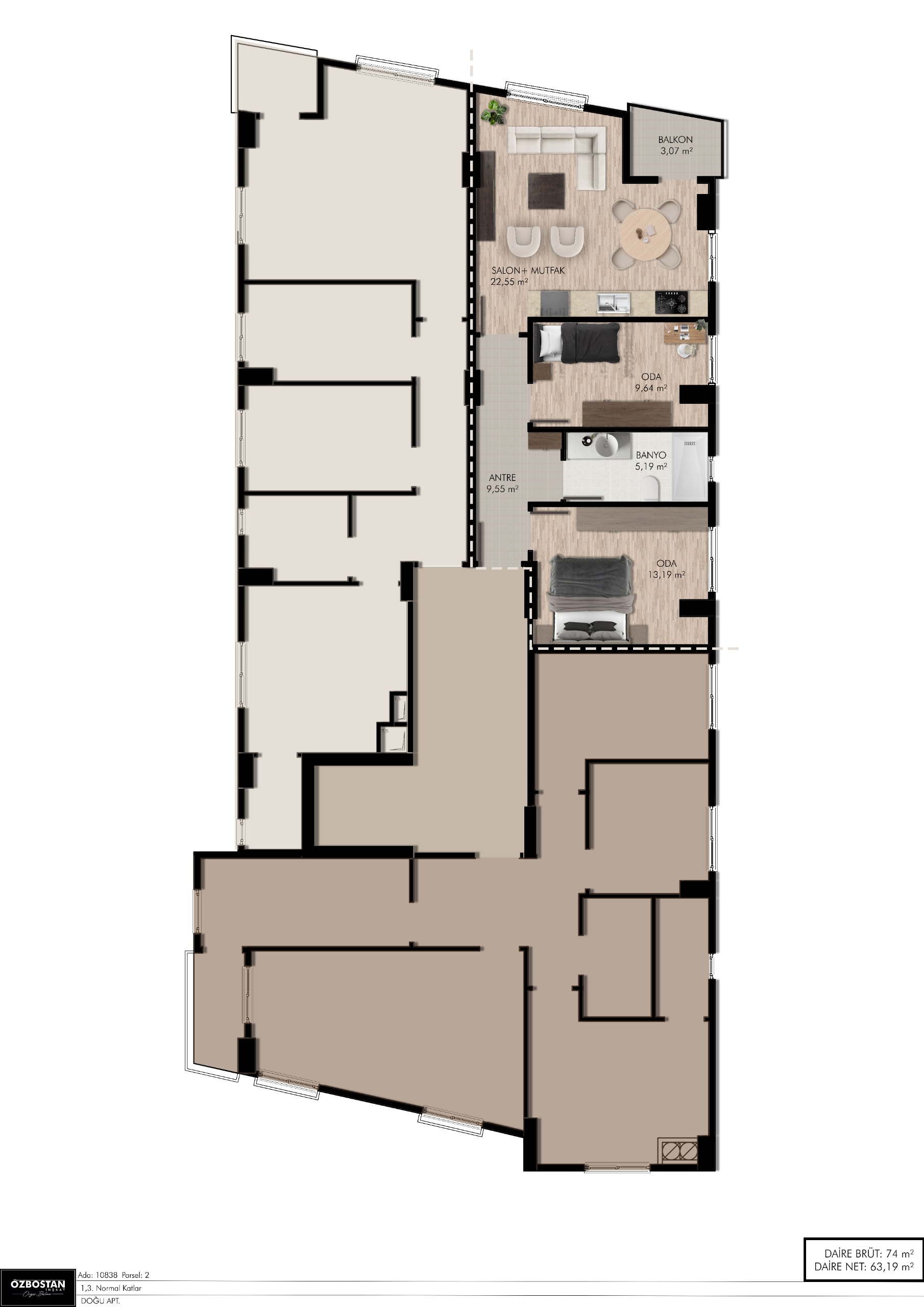 DOĞU APARTMANI kat planı 1