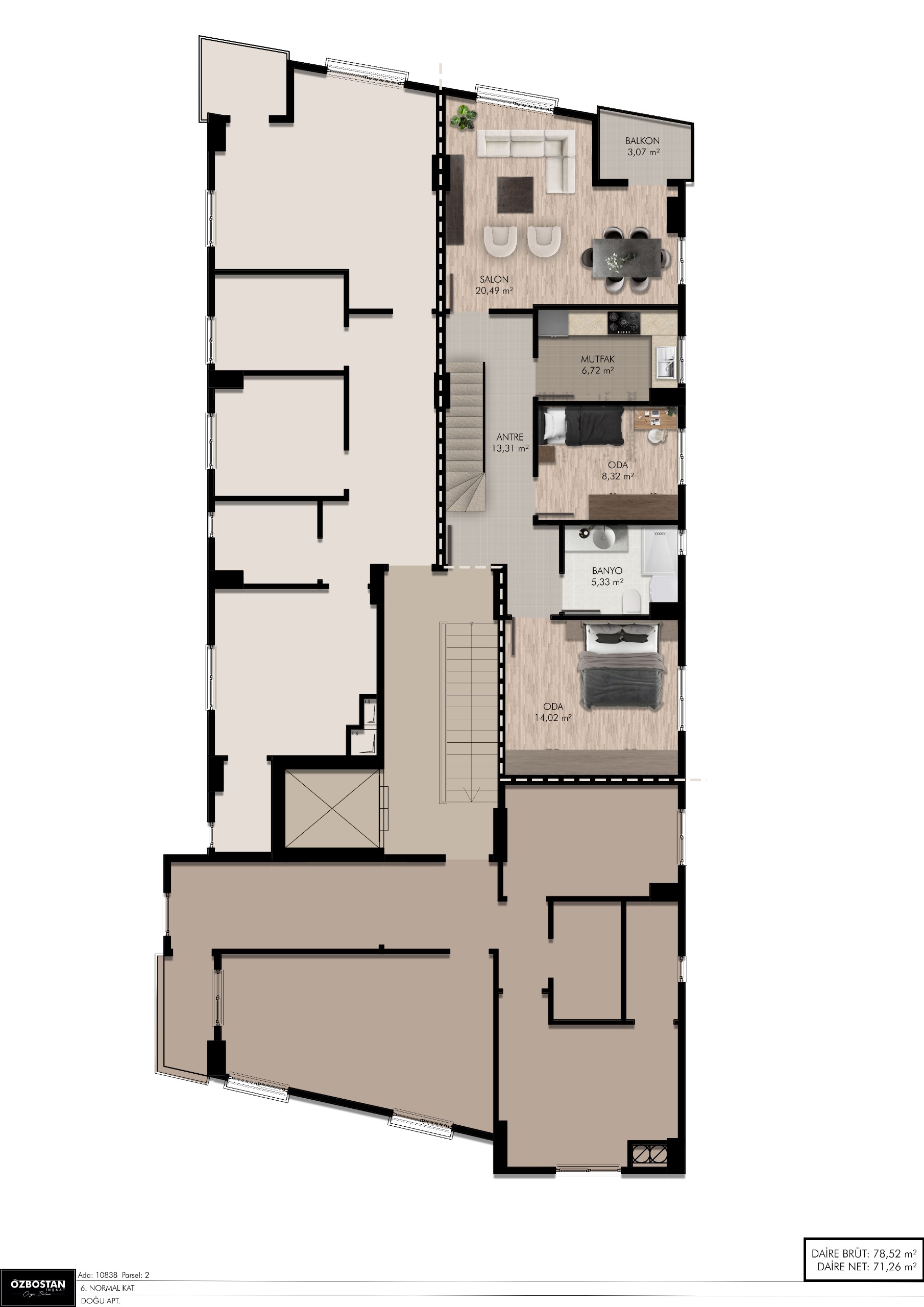 DOĞU APARTMANI kat planı 2