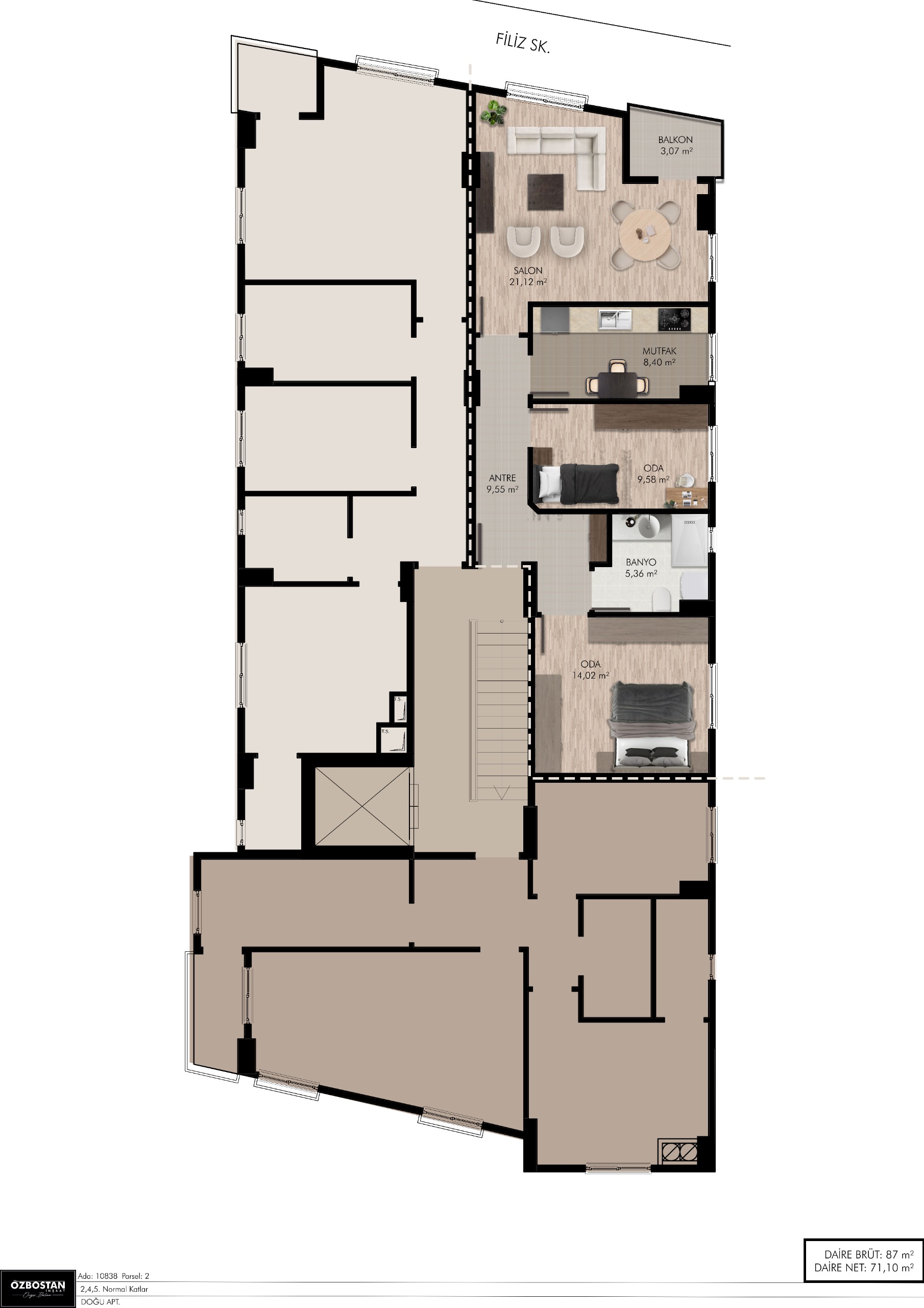 DOĞU APARTMANI kat planı 3